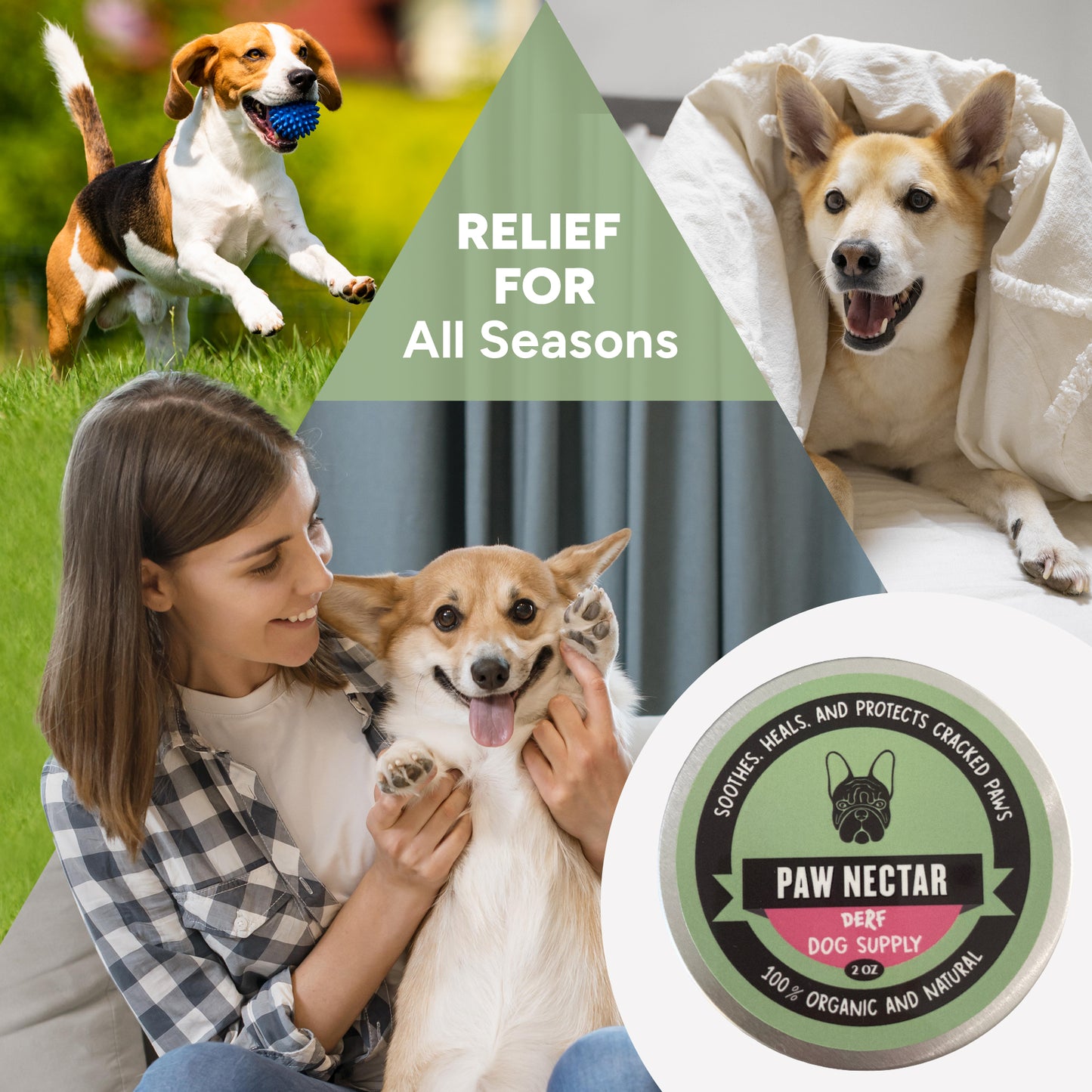 Derf Dog Supply Paw Nectar - 100% Organic Paw & Nose Balm for Dogs & Cats. Also great for irritated Frenchie’s face folds (2 oz Tin)