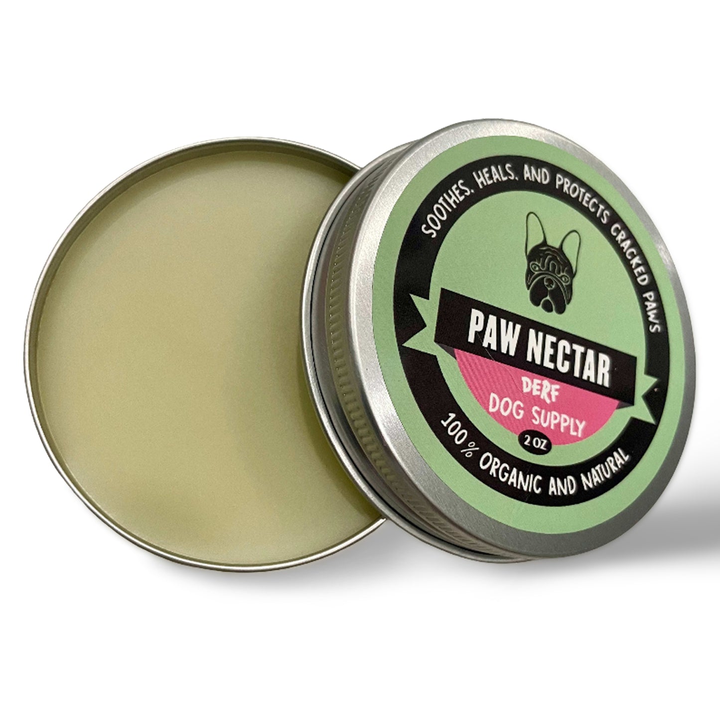 Derf Dog Supply Paw Nectar - 100% Organic Paw & Nose Balm for Dogs & Cats. Also great for irritated Frenchie’s face folds (2 oz Tin)